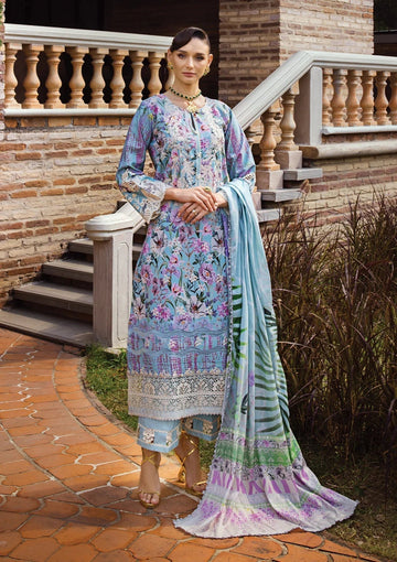 Elaf Premium Print Chikankari Lawn 3Pc Suit ECT-03B OAK MIST
