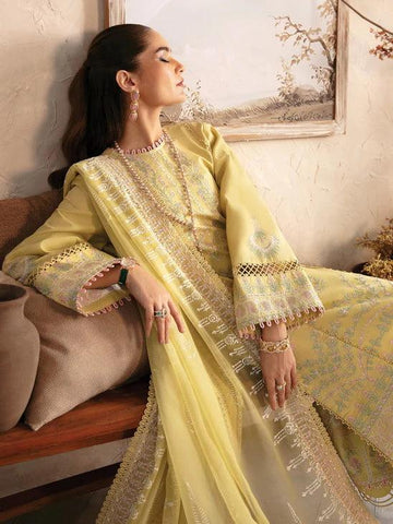 Afrozeh Cascade Embroidered Luxury Lawn 3Pc Suit - Liliana - House Of Anaya