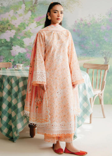 Afrozeh The Floral Charm Embroidered Lawn 3Pc Suit AL-24-V1-10 - House Of Anaya