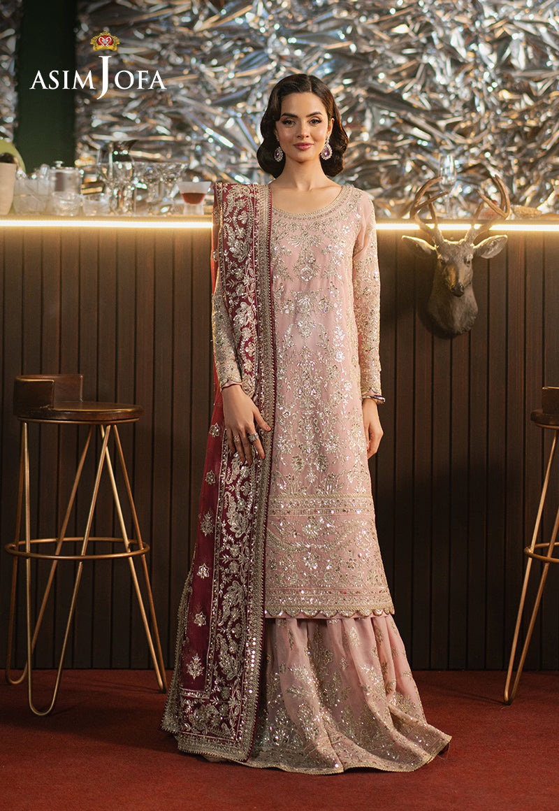 asim jofa brown dress AJBN-09 EMBROIDERED CHIFFON 3 PCS