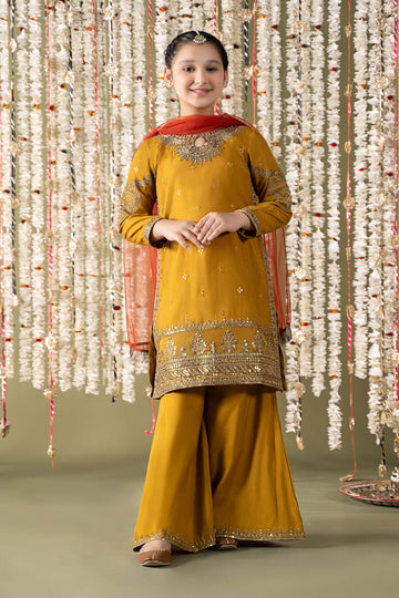 Maria B | 3 Piece Embroidered Raw Silk Suit | MKS-EF25-27 - House Of Zarish
