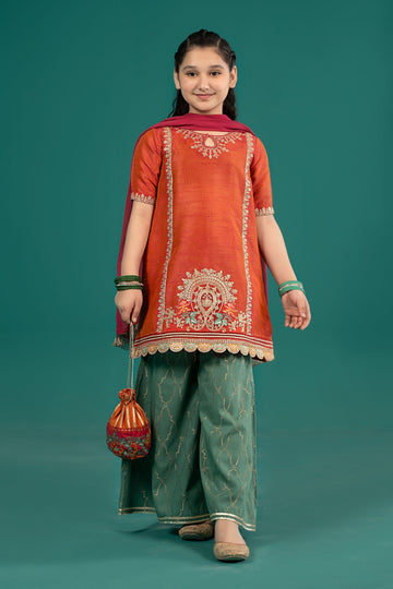 Maria B | 3 Piece Embroidered Raw Silk Suit | MKS-EF25-45 - House Of Zarish
