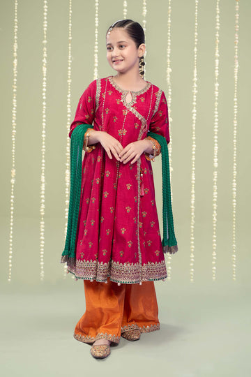 Maria B | 3 Piece Embroidered Raw Silk Suit | MKS-W24-10 - House Of Zarish