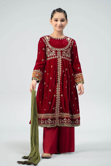 Maria B | 3 Piece Embroidered Velvet Suit | MKS-W24-17 - House Of Zarish