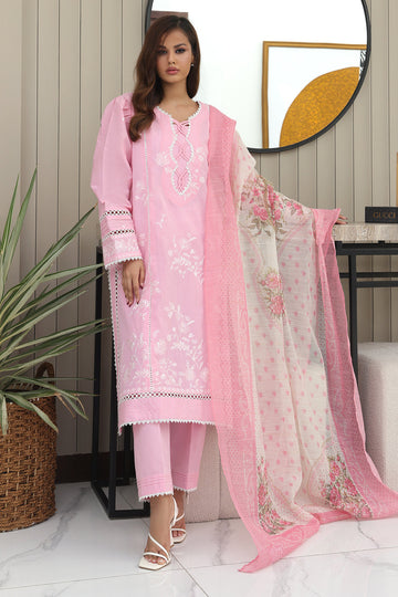Zellbury | Unstitched 3 Piece Chambray | Embroidered Shirt Shalwar Dupatta - 0146 - House Of Zarish