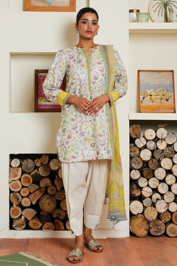 Zellbury | Unstitched 3 Piece Cambric | Shirt Shalwar Dupatta - 0032 - House Of Zarish