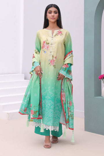 Zellbury | Unstitched 3 Piece Cambric | Shirt Shalwar Dupatta - 0043 - House Of Zarish