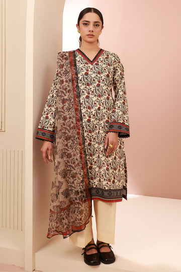 Zellbury | Unstitched 3 Piece Cambric | Shirt Shalwar Dupatta - 0658 - House Of Zarish