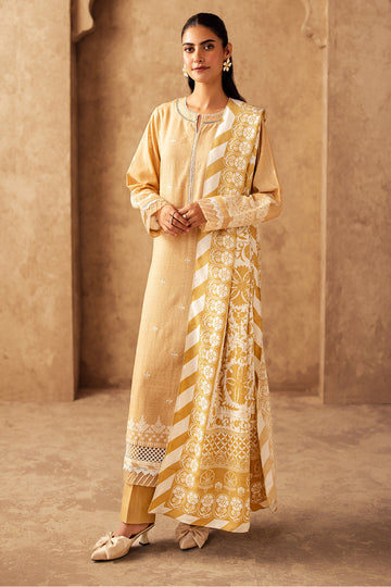 Zellbury | Unstitched 3 Piece Khaddar | Embroidered Shirt Shalwar Shawl - 0310 - House Of Zarish