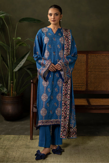 Zellbury | Unstitched 3 Piece Viscose | Embroidered Shirt Shalwar Dupatta - 0313 - House Of Zarish
