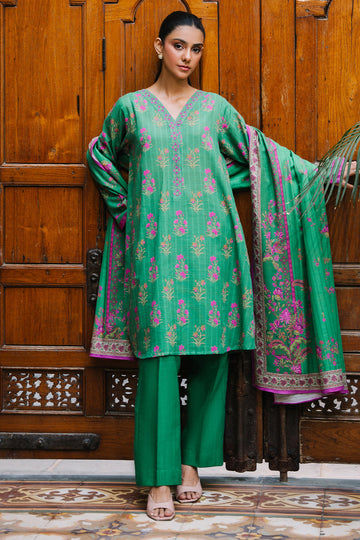 Zellbury | Unstitched 2 Piece Khaddar | Shirt Dupatta - 0159 - House Of Zarish