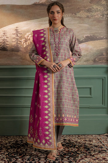 Zellbury | Unstitched 2 Piece Khaddar | Shirt Dupatta - 0332 - House Of Zarish