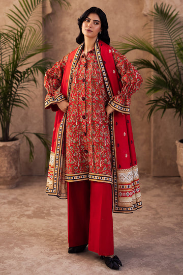 Zellbury | Unstitched 3 Piece Khaddar | Shirt Shalwar Dupatta - 0189 - House Of Zarish