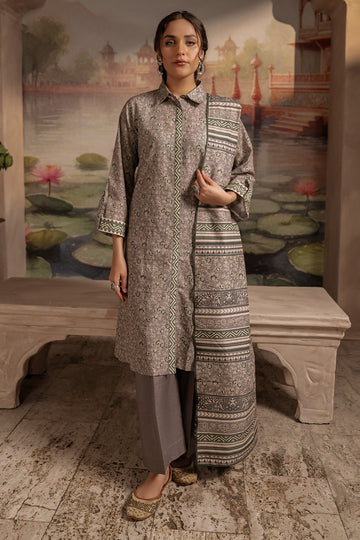 Zellbury | Unstitched 3 Piece Karandi | Shirt Shalwar Dupatta - 0457 - House Of Zarish