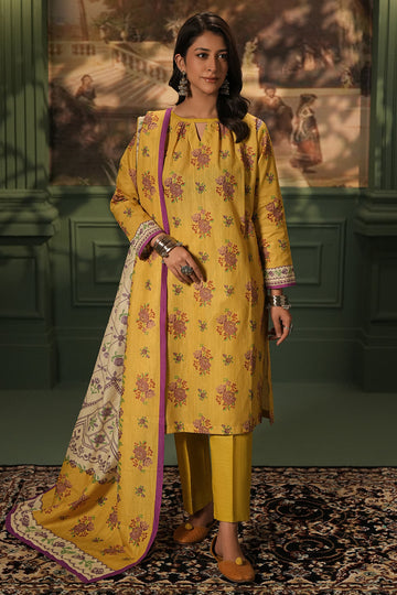 Zellbury | Unstitched 3 Piece Khaddar | Shirt Shalwar Dupatta - 0464 - House Of Zarish