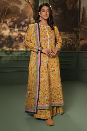 Zellbury | Unstitched 3 Piece Khaddar | Shirt Shalwar Dupatta - 0472 - House Of Zarish
