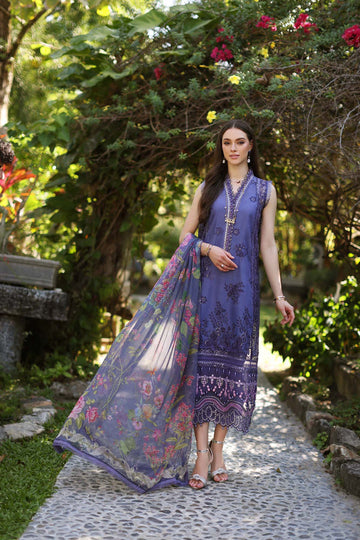 Noor by Saadia Asad | Luxury Chikankari Lawn24 | D8-A Purple - House Of Anaya