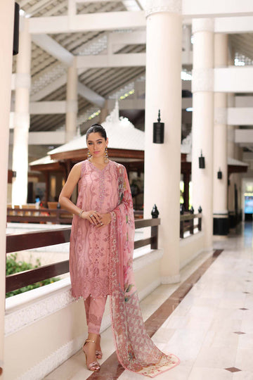 Noor by Saadia Asad | Luxury Chikankari Lawn24 | D4-B Pink Laser - House Of Anaya