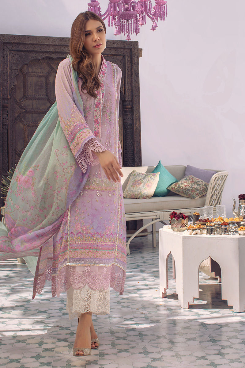 Ansab Jahangir | Digital Silk | Lilac Paisley