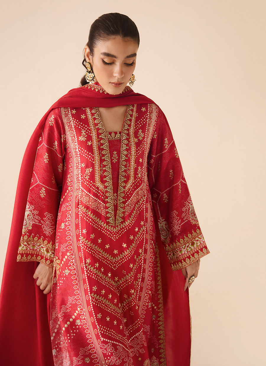 Farah Talib Aziz | Designer Picks 24 | ANEETA CRIMSON SHIRT AND DUPATTA