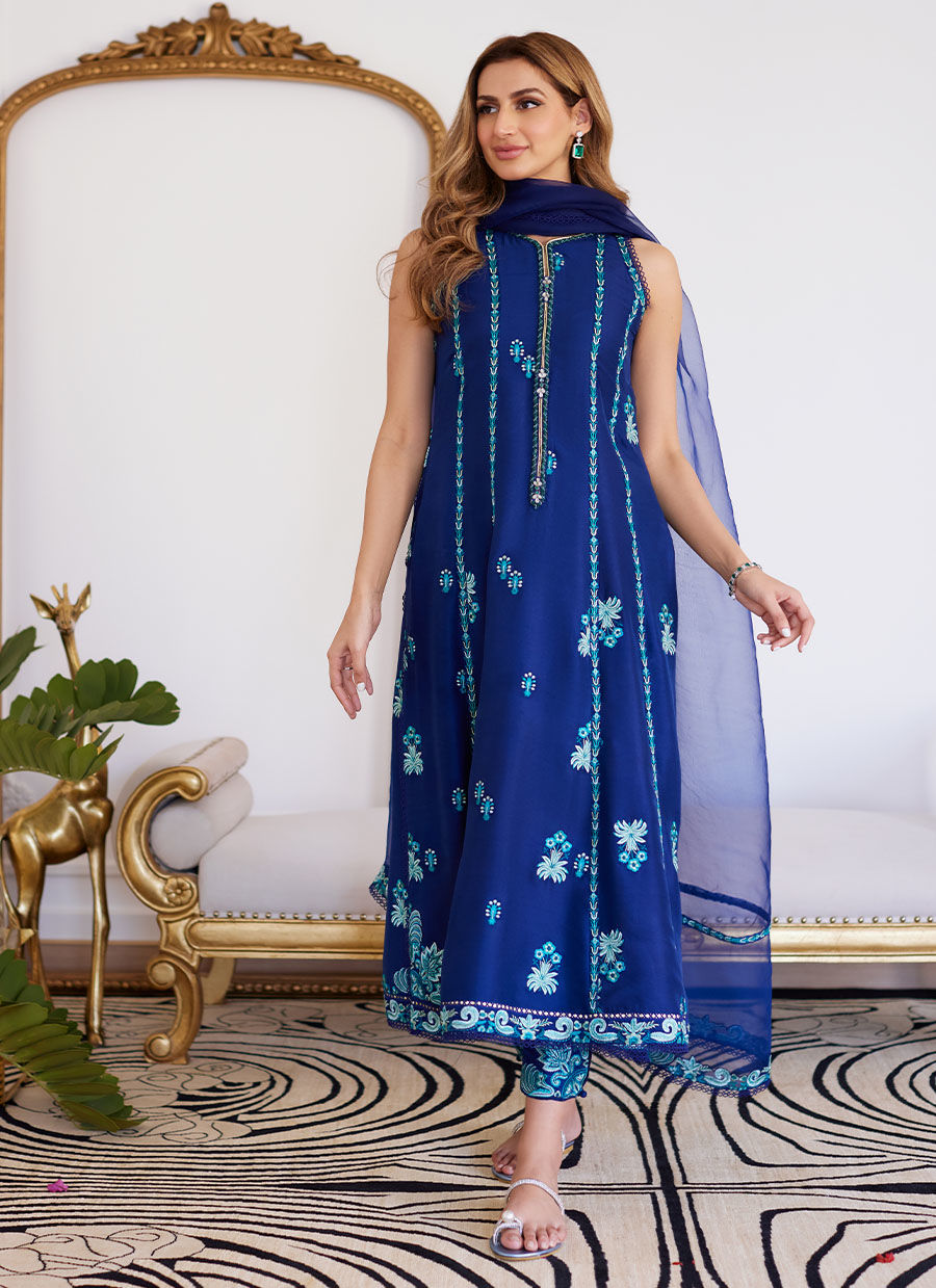 Farah Talib Aziz | Luna Eid Collection 24 | ELSYEE ROYAL BLUE - House Of Anaya