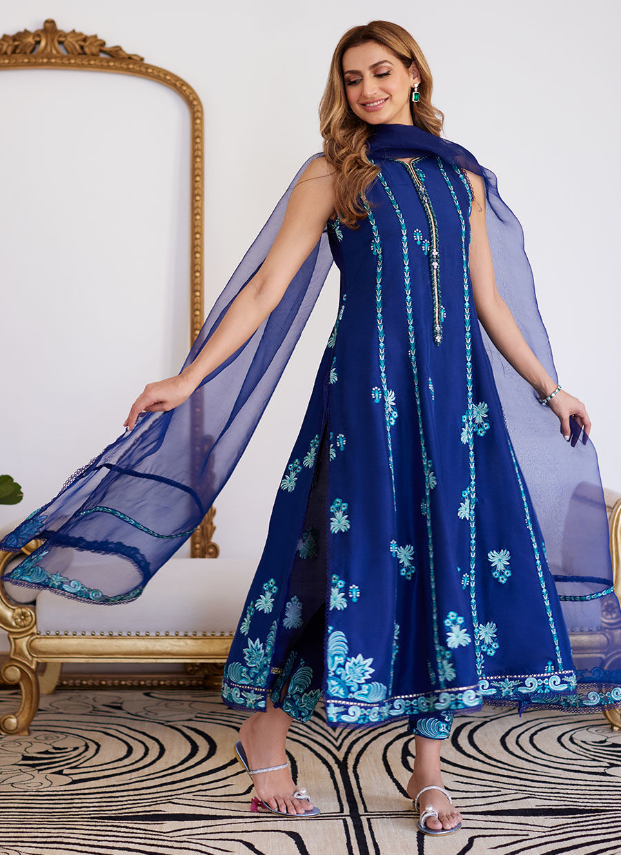 Farah Talib Aziz | Luna Eid Collection 24 | ELSYEE ROYAL BLUE - House Of Anaya