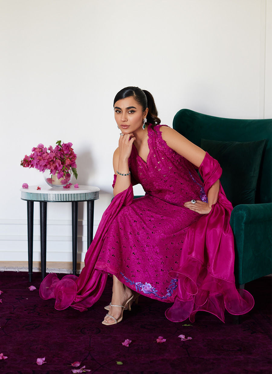 Farah Talib Aziz | Luna Eid Collection 24 | CLARIENE HOT PINK - House Of Anaya