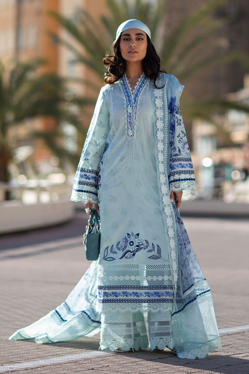 Ansab Jahangir | Zoha Luxury Lawn 25 | Blue Bell