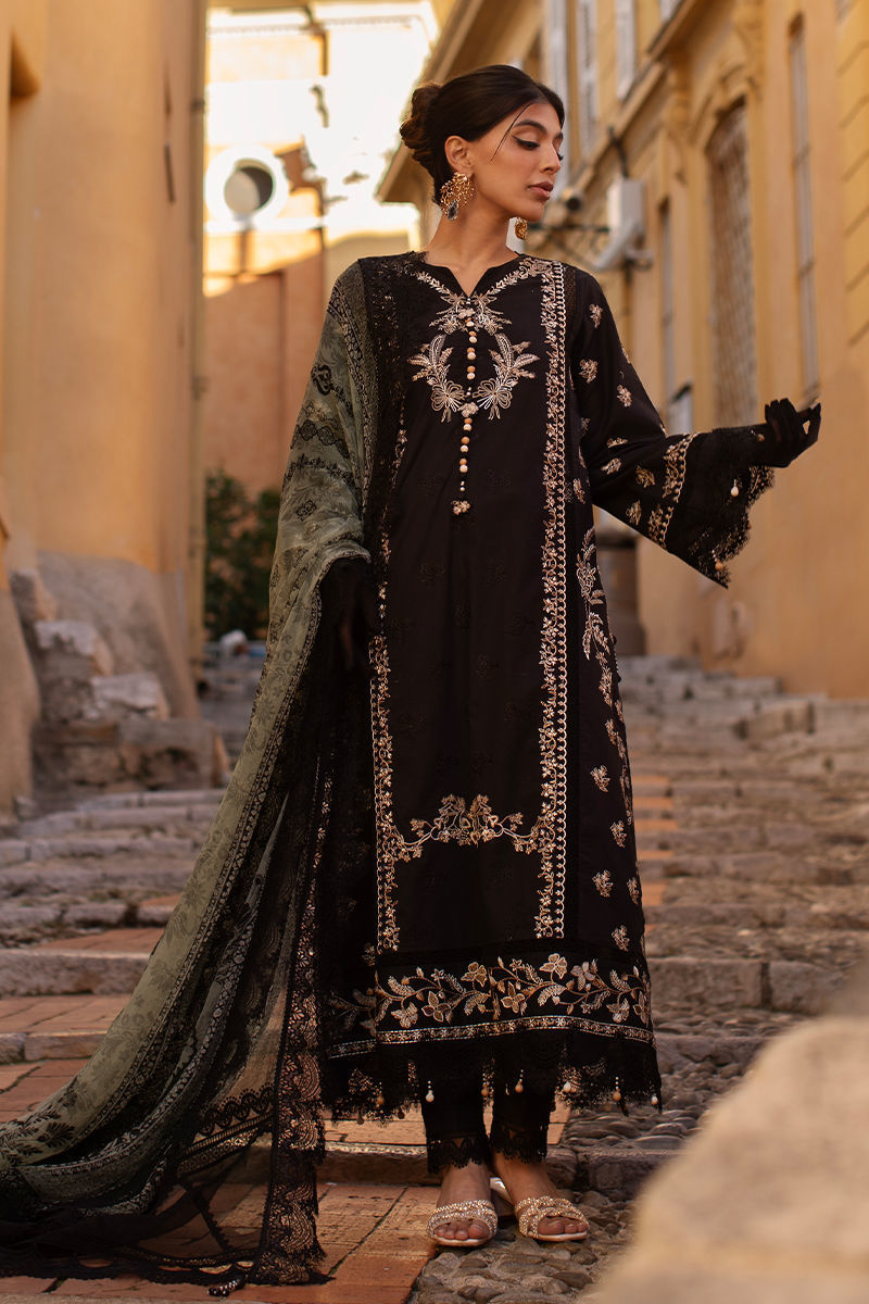 Ansab Jahangir | Zoha Luxury Lawn 25 | Black Lady
