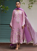 Farah Talib Aziz | Designer Picks 24 | IVAN MAUVE EMBROIDERED COTTON NET SHIRT WITH MEDIUM SILK DUPATTA