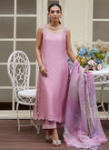 Farah Talib Aziz | Designer Picks 24 | NINEL LILAC EMBELLISHED RAW SILK SHIRT WITH PRINTED ORGANZA DUPATTA
