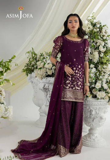 Asim Jofa | EMBROIDERED CHIFFON 3 PCS | AJIZL-02