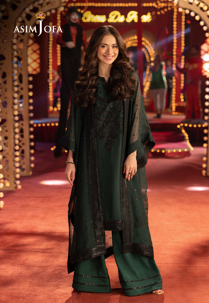beaded black prom dress AJNB-05 EMBROIDERED CHIFFON 3 PCS Asim Jofa