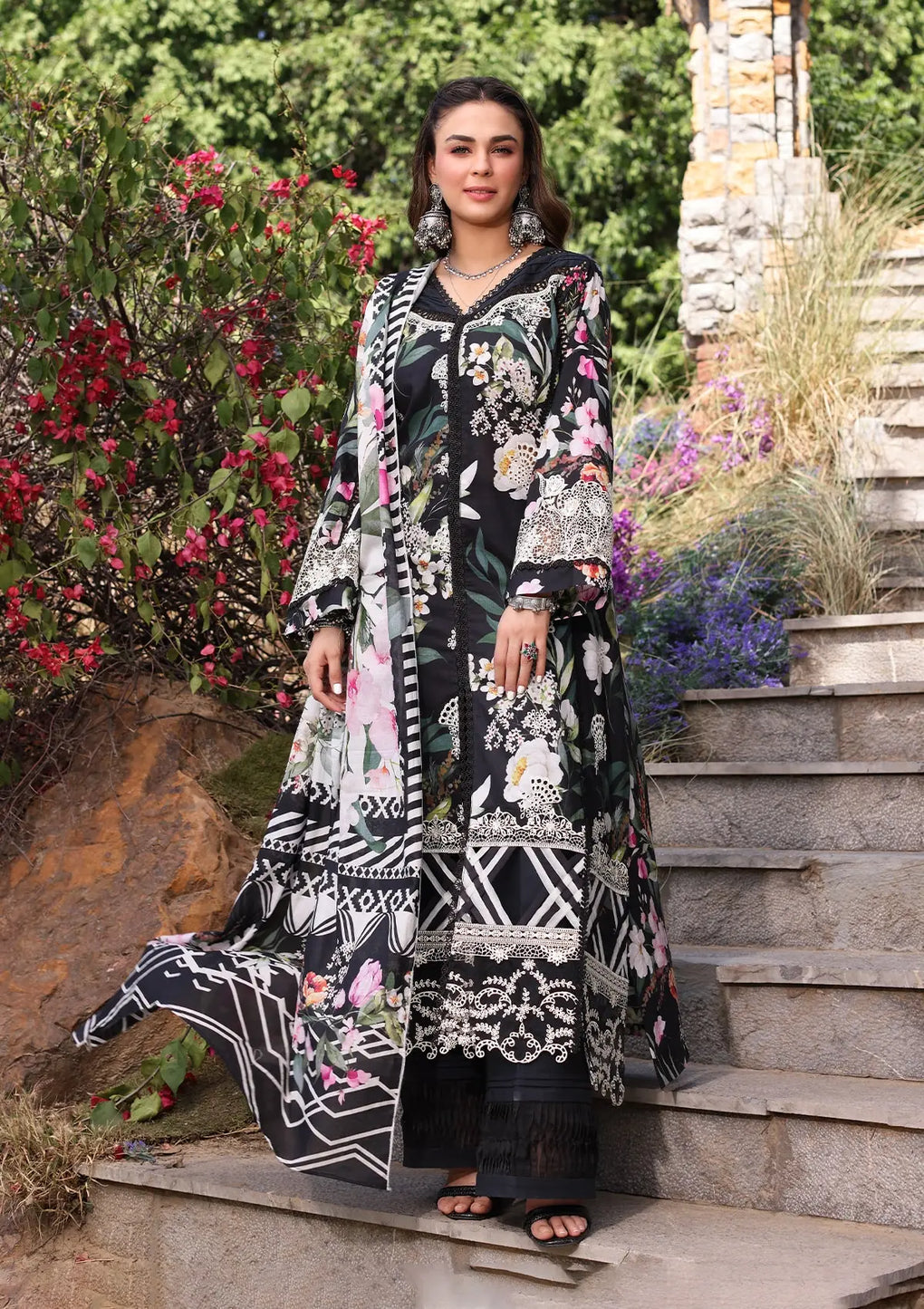 Elaf Premium | Prints Chikankari 24 | 02A NOIREE - House Of Anaya