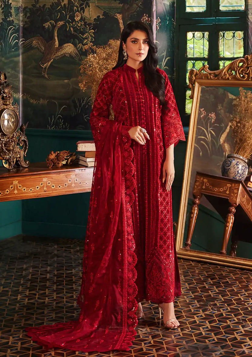 Zainab Chottani | Embroidered Velvet | SURKH D-05 - House of Zarish