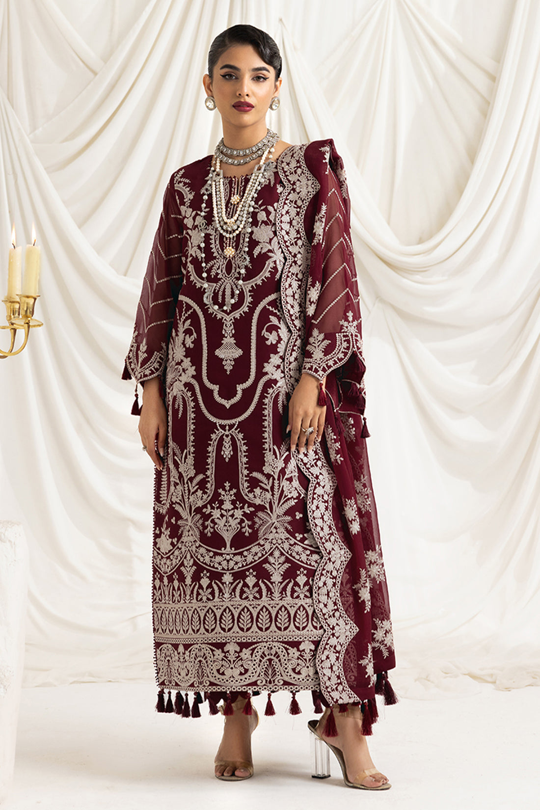 Alizeh | Formals Collection | Clara C (MAROON) - House Of Anaya