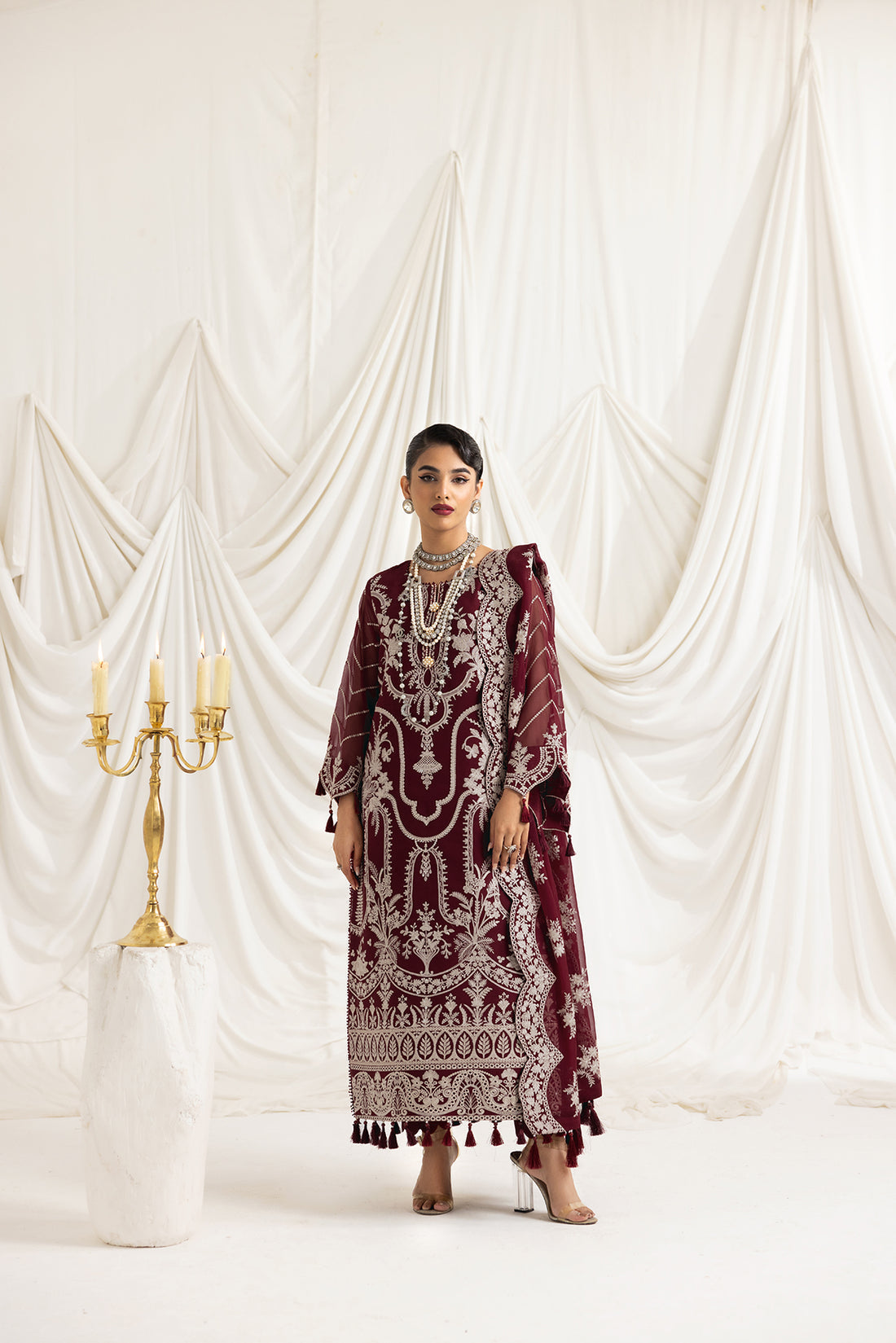 Alizeh | Formals Collection | Clara C (MAROON) - House Of Anaya