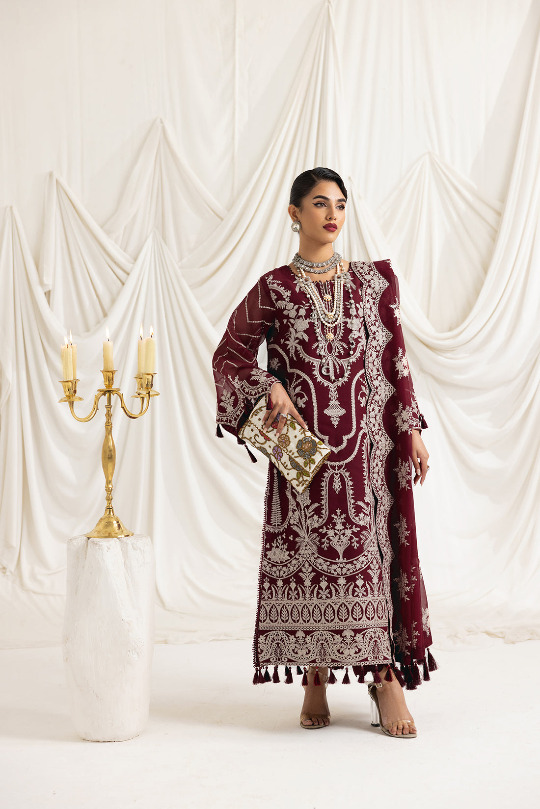 Alizeh | Formals Collection | Clara C (MAROON) - House Of Anaya
