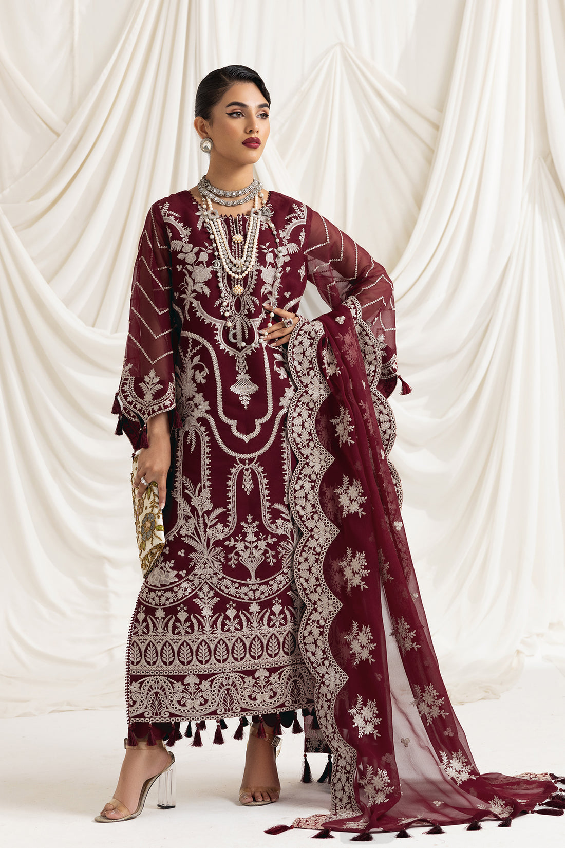 Alizeh | Formals Collection | Clara C (MAROON) - House Of Anaya