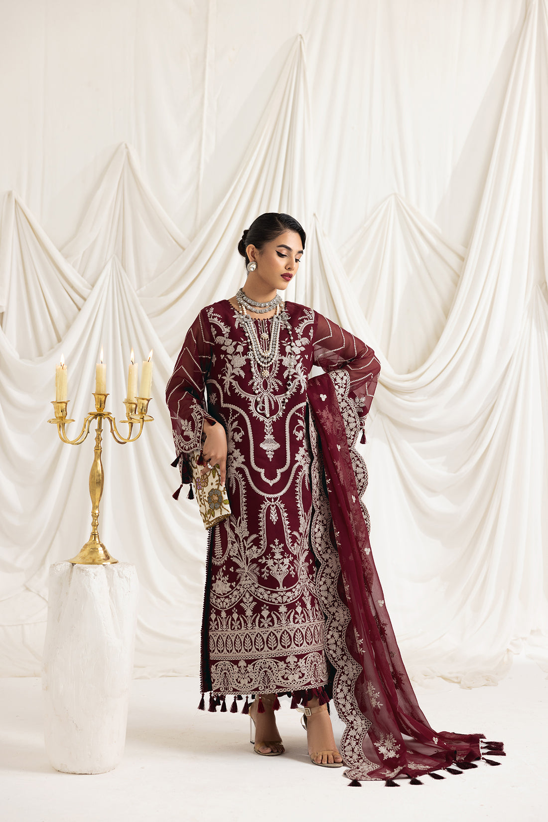 Alizeh | Formals Collection | Clara C (MAROON) - House Of Anaya