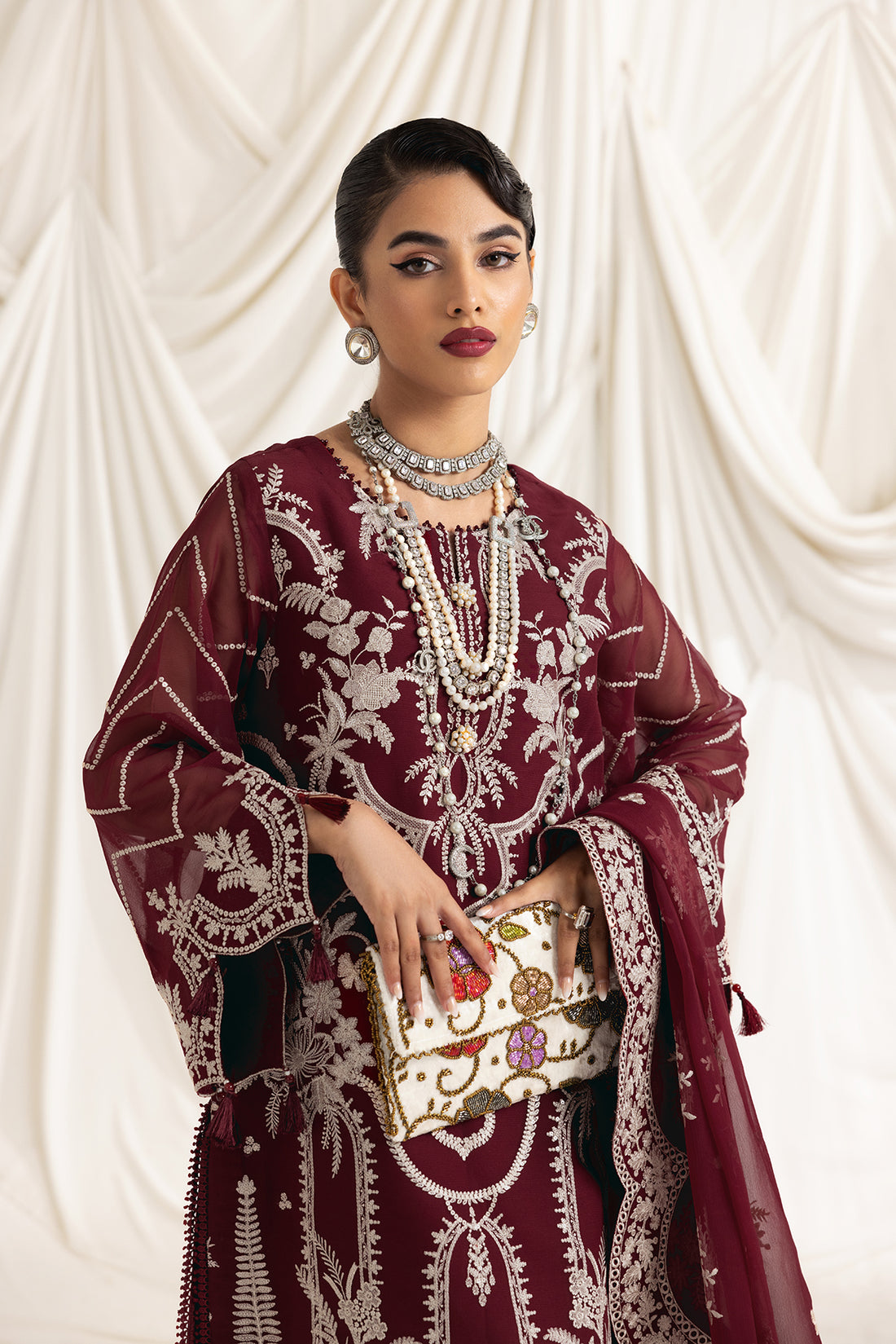 Alizeh | Formals Collection | Clara C (MAROON) - House Of Anaya