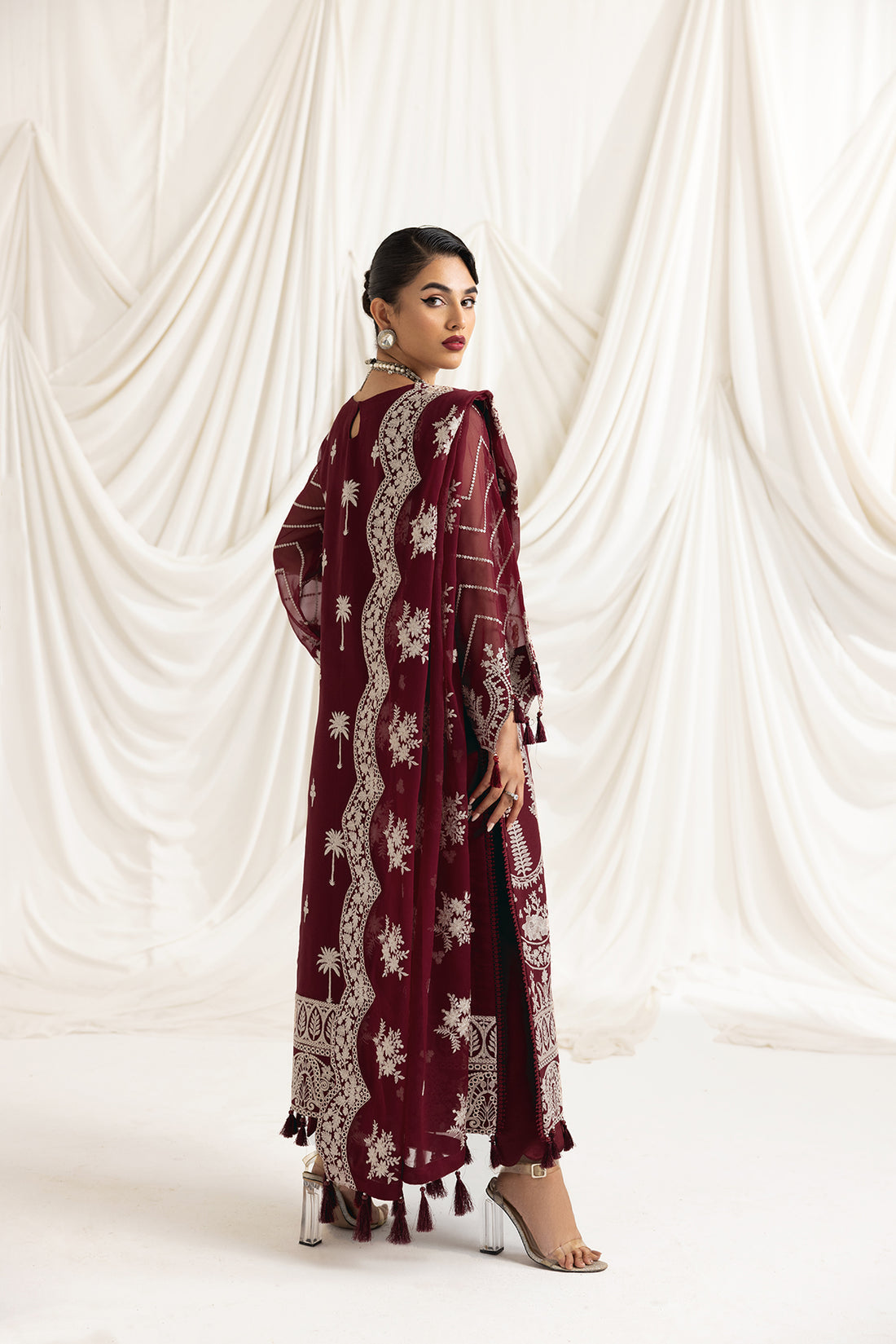 Alizeh | Formals Collection | Clara C (MAROON) - House Of Anaya