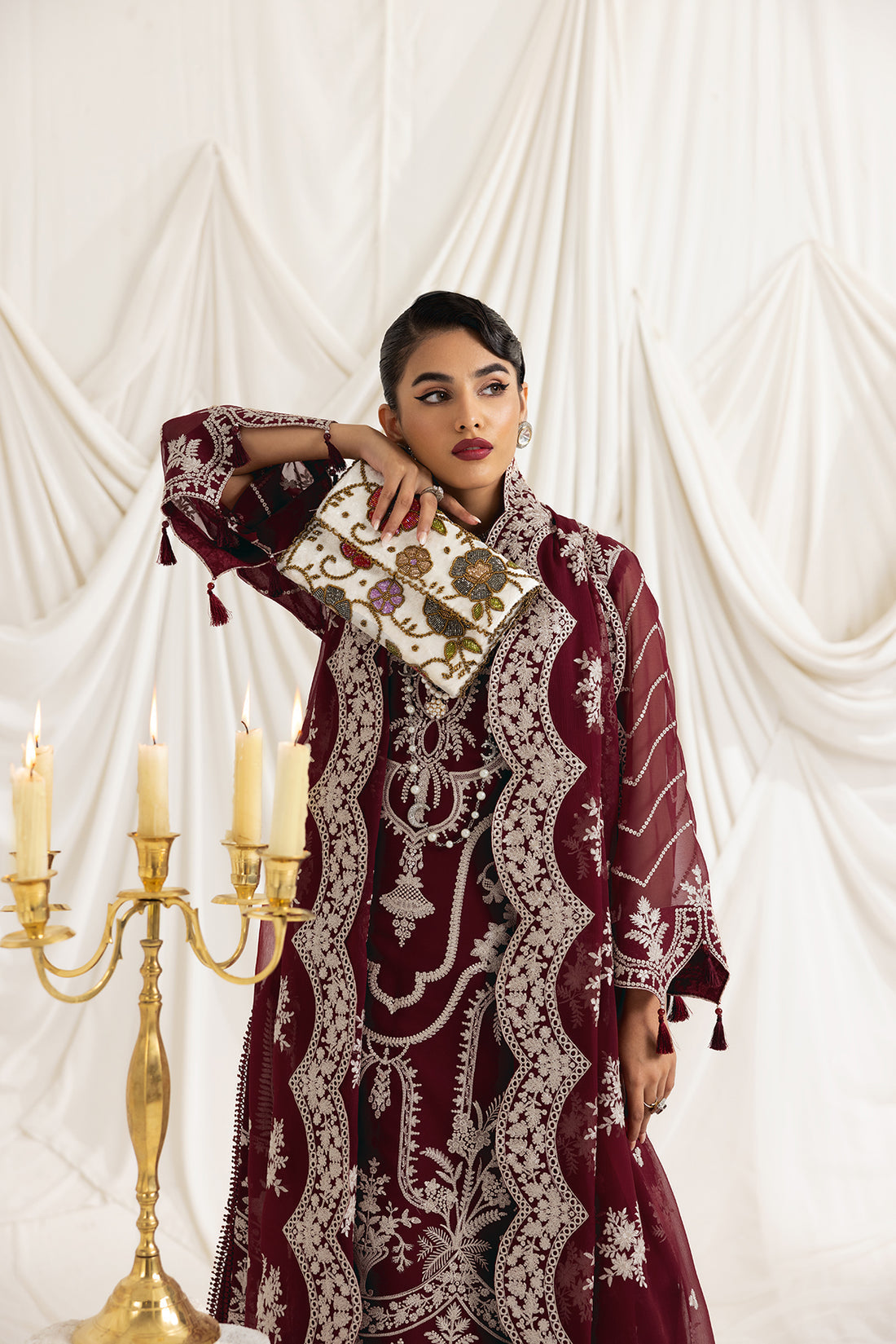 Alizeh | Formals Collection | Clara C (MAROON) - House Of Anaya