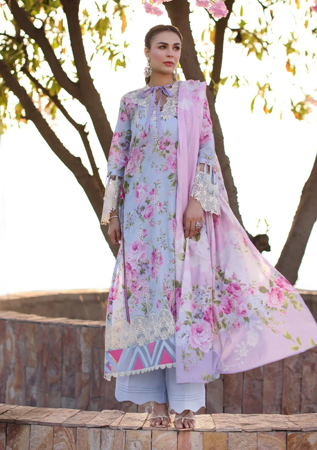 Elaf Premium | Prints Chikankari 24 | 04A OCEAN BLOSSOMS - House Of Anaya