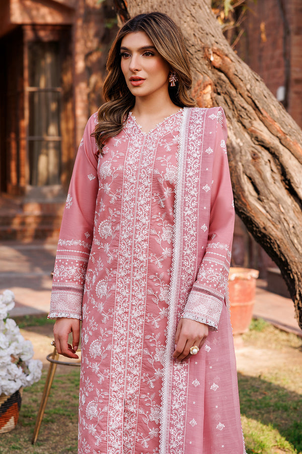 Farasha | Dastoor Embroidered Lawn SS24 | PEARL MIST - House Of Anaya