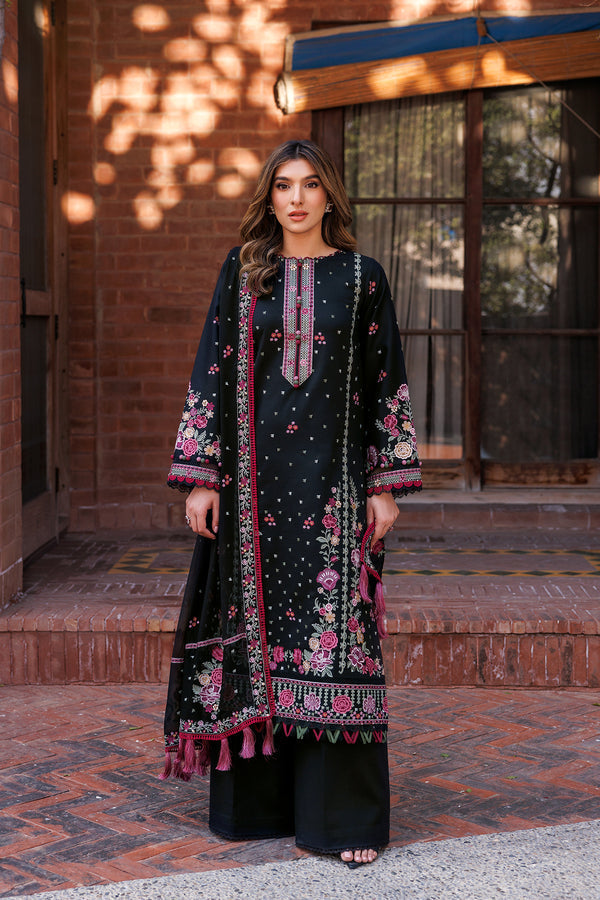 Farasha | Dastoor Embroidered Lawn SS24 | ORNATE NOIR - House Of Anaya