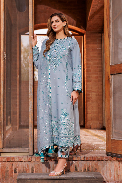 Farasha | Dastoor Embroidered Lawn SS24 | BERYL Black - House Of Anaya