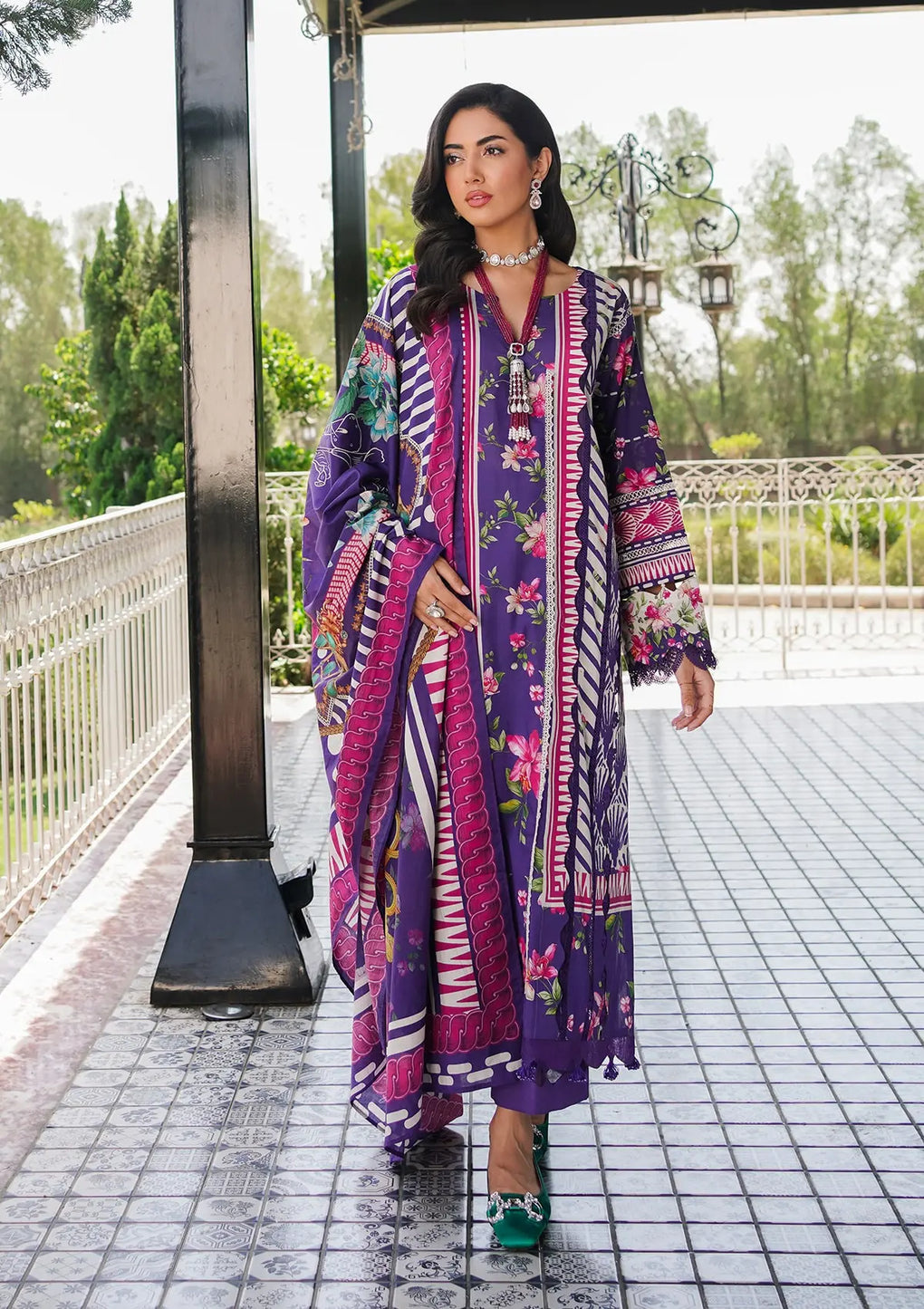 Elaf Premium | Printed Collection 24 | EEP-02B - Bloomie - House Of Anaya