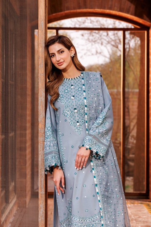 Farasha | Dastoor Embroidered Lawn SS24 | BERYL Black - House Of Anaya