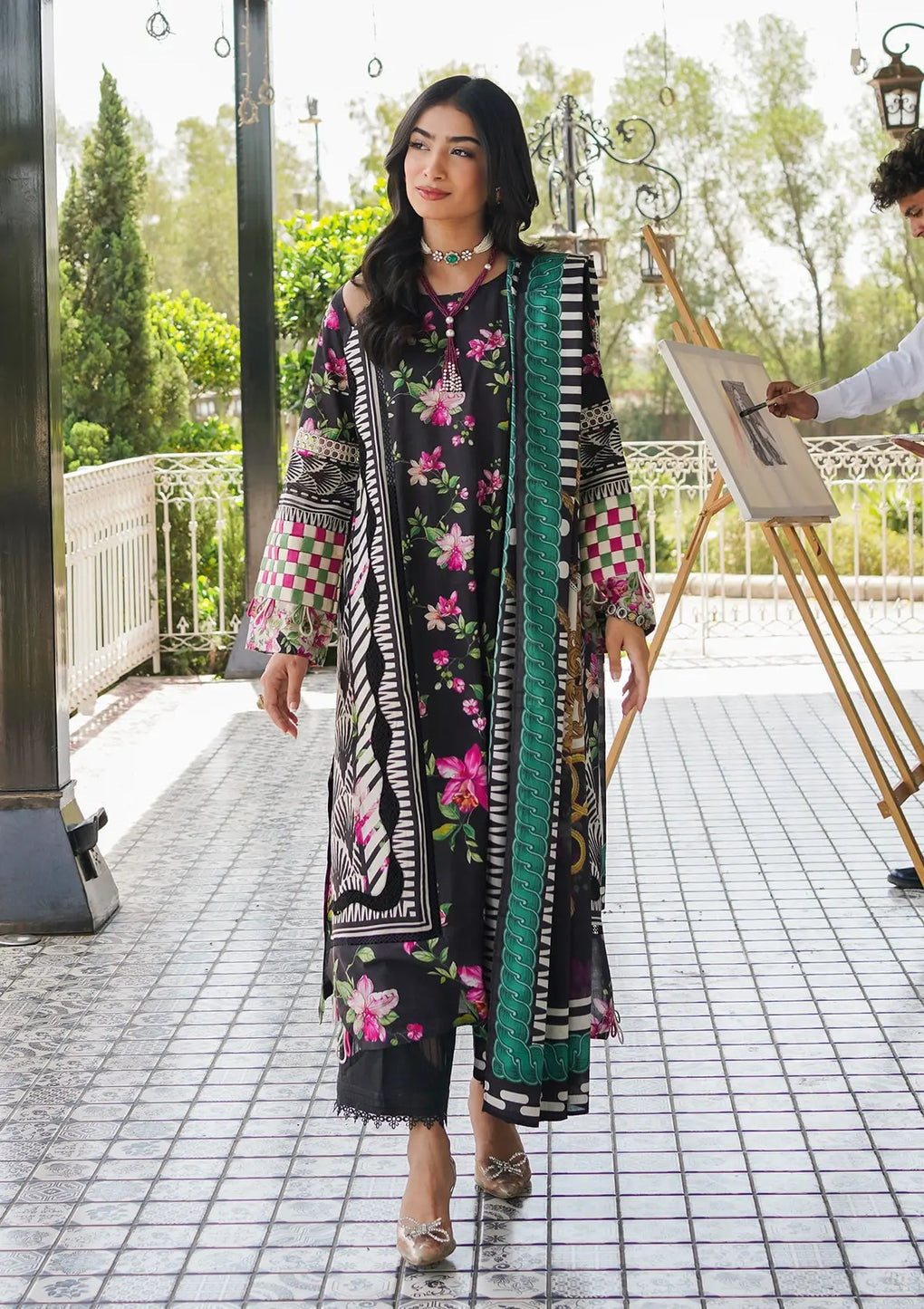 Elaf Premium | Printed Collection 24 | EEP-02A - Dark Floral - House Of Anaya